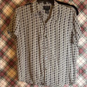 100% Silk Gray Patterned Men's Shirt